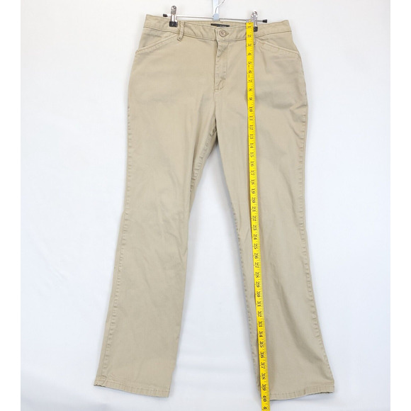 Lee Chino Pants Relax Fit Straight Leg Women 12 Mid Rise Beige Workwear Uniform - Picture 3 of 12